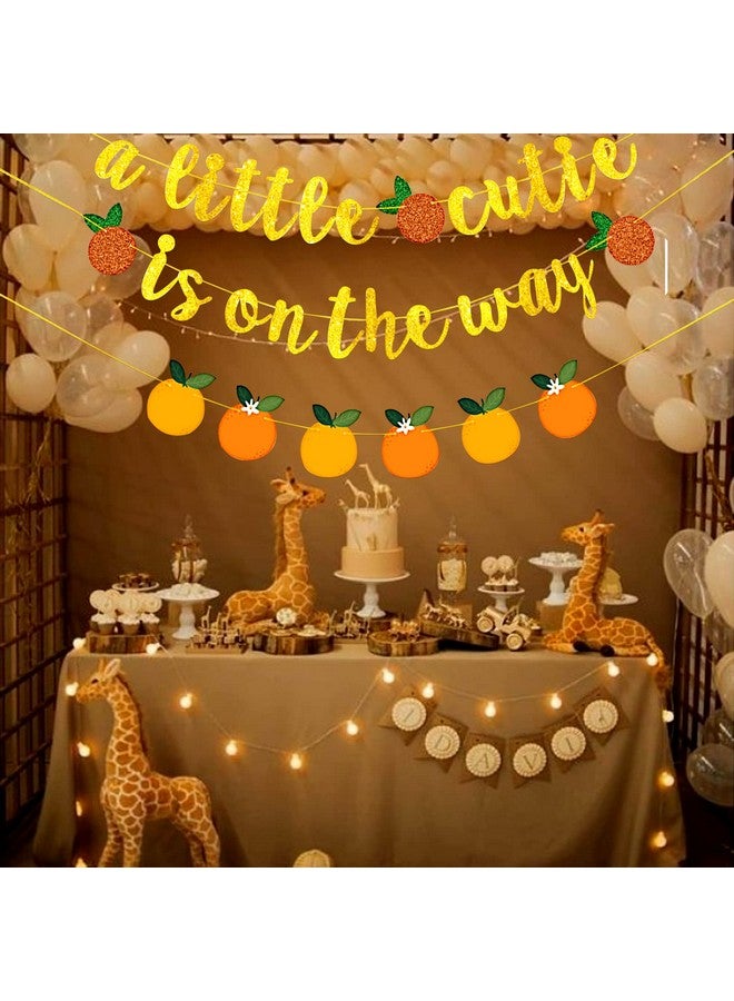 Meisuitd A Little Cutie Is On The Way Banner Glitter Citrus Garland For Baby Shower Decorations Little Cutie Birthday Party Decor Tangerine Theme Party Decorations Orange Clementine Party Supplies - Image 2