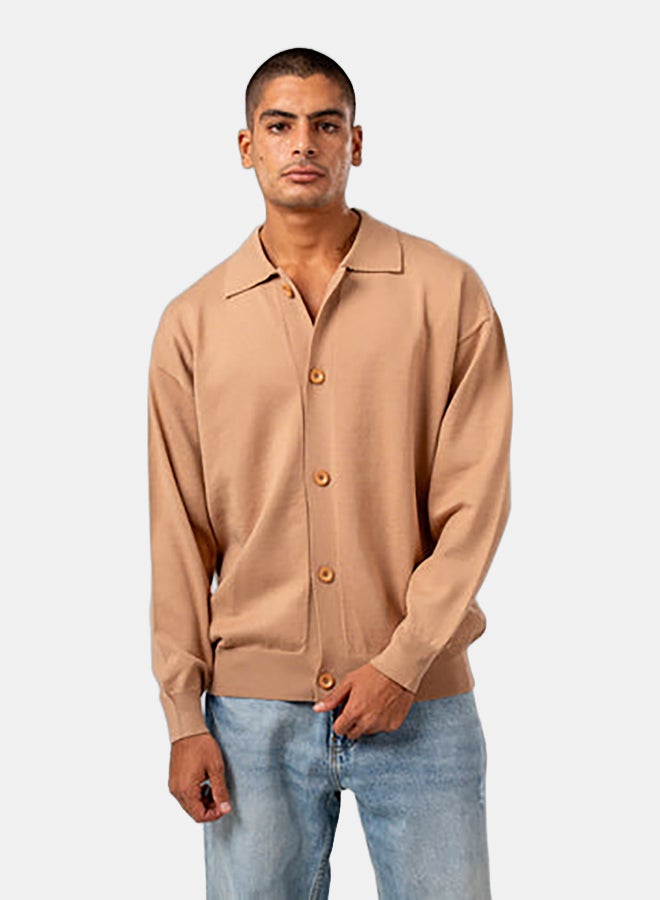 ASTK Buttoned Cardigan With Collar - Image 1