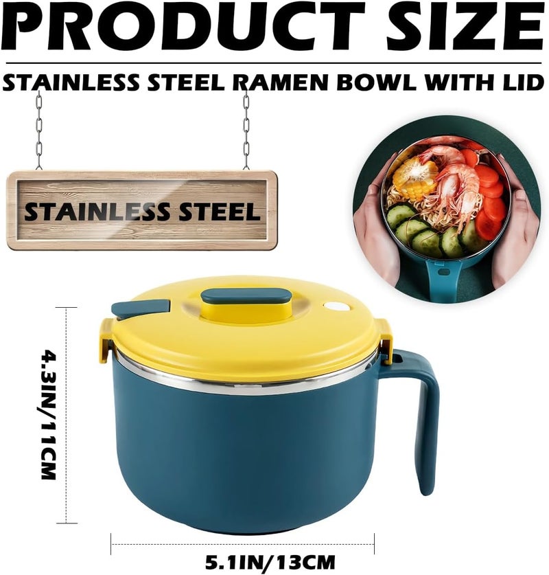 DOERDO DD DOERDO 304 Stainless Steel Ramen Bowl with Lid Ramen Cooker Noodle or Soup Bowl Bento Pot for Home Office 900ml - Image 2