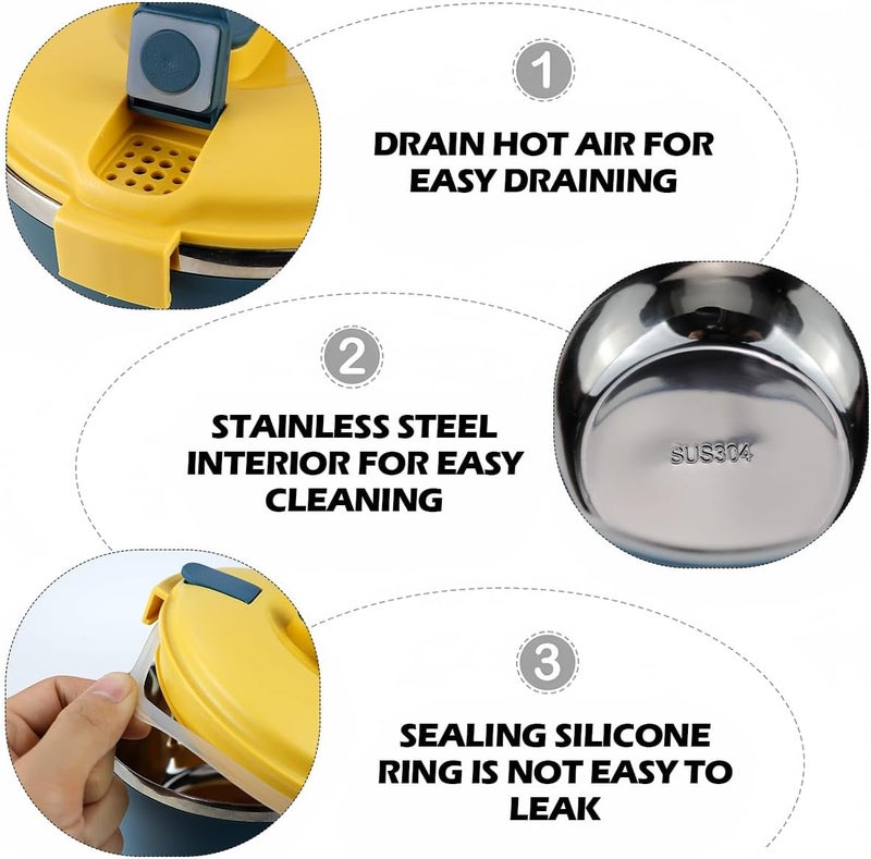 DOERDO DD DOERDO 304 Stainless Steel Ramen Bowl with Lid Ramen Cooker Noodle or Soup Bowl Bento Pot for Home Office 900ml - Image 3
