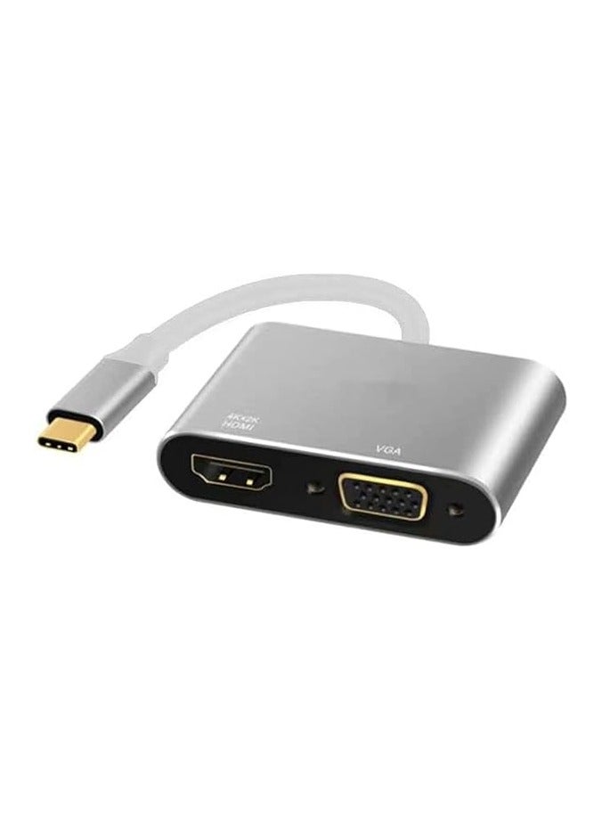 Zaboon محول من النوع C إلى HDMI 4K VGA، محول فيديو USB 3.1 من النوع C إلى VGA HDMI UHD لجهاز iPad Pro/MacBook Pro/Chromebook/Lenovo 900/Dell XPS/Samsung Galaxy S8 S9 - Image 1