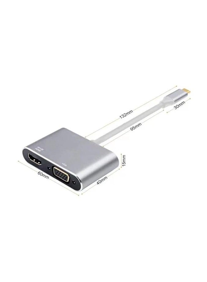 Zaboon محول من النوع C إلى HDMI 4K VGA، محول فيديو USB 3.1 من النوع C إلى VGA HDMI UHD لجهاز iPad Pro/MacBook Pro/Chromebook/Lenovo 900/Dell XPS/Samsung Galaxy S8 S9 - Image 2