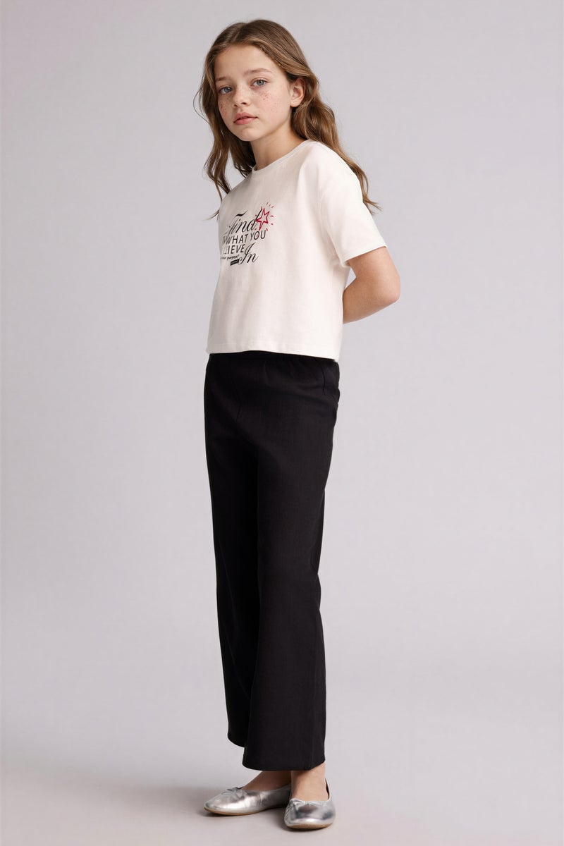 DeFacto Black Girl Girl Wide Leg Cotton Trousers Casual - Image 2