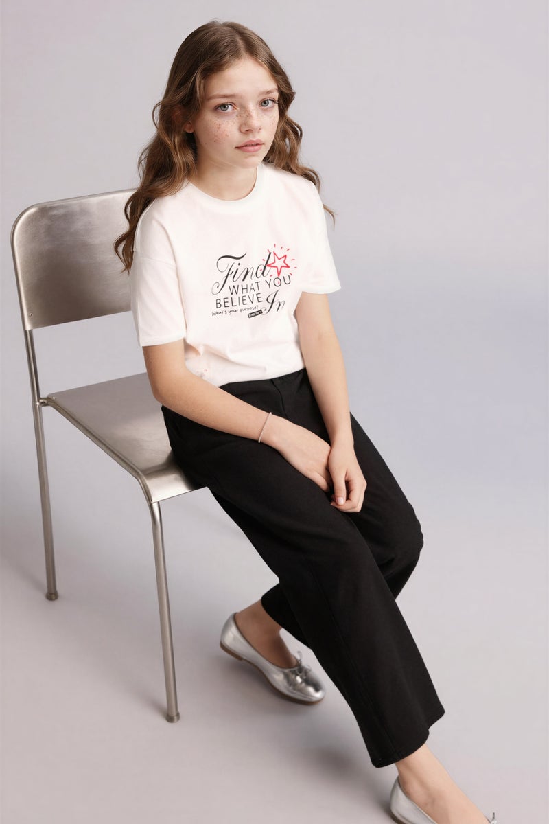 DeFacto Black Girl Girl Wide Leg Cotton Trousers Casual - Image 1