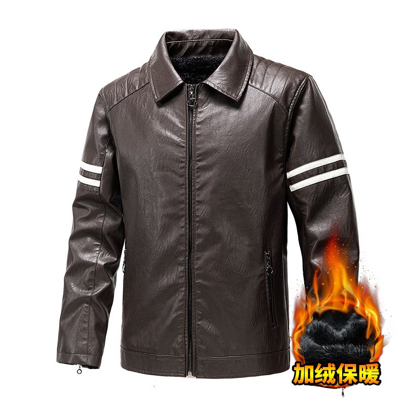 American Retro Leather Men'S Winter Thickened New Leather Jacket Men'S Size Loose Jacket Top - Image 4