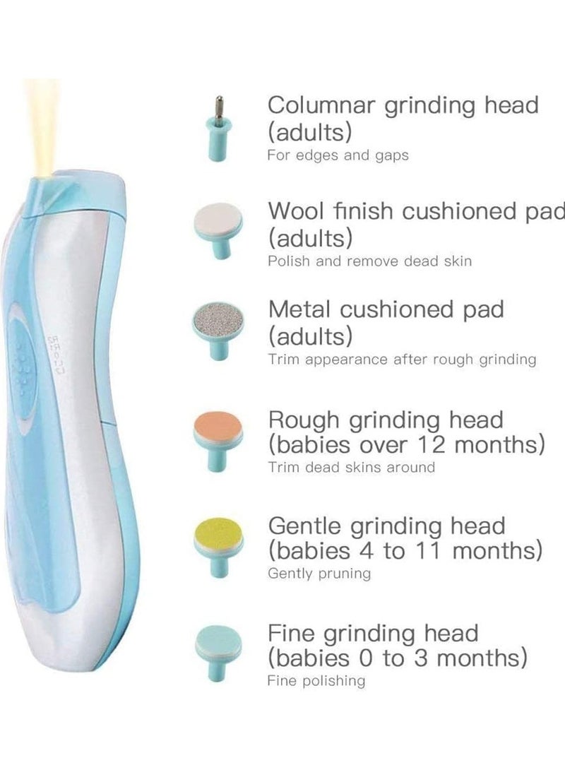 Electric Baby Nail File with Light, Safe Baby Nail Trimmer Clipper - Electric Nail Clippers Kit with 6. - Image 3
