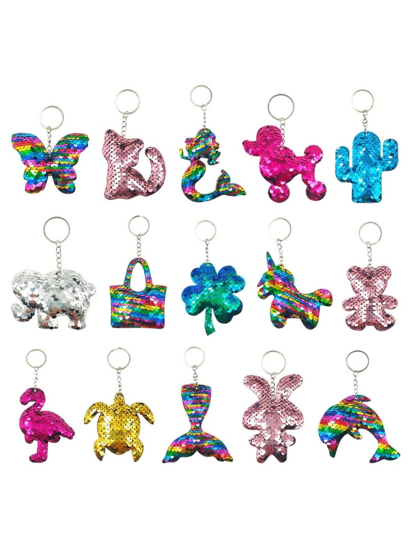 كينجمازي نِقْطَة مِيدَالِيَات مَفَاتِيح لَامِعَة قَابِلَة لِلْقَلْب (15 قِطْعَة) مِن KINGMAZI - هَدَايَا حَفْلَات لِلْبَنَات - بِتَصْمِيم وَحِيد الْقَرْن وَالْحُورِيَّة - لِتَوْزِيعَات الْحَفْلَات الصَّفِيَّة وَجَوَائِز الْكَرْنِفَالَات وَحَشَوَات أَكْيَاس الْهَدَايَا وَهَدَايَا أَعْيَاد الْمِيلَاد وَالْمُنَاسَبَات - Image 1