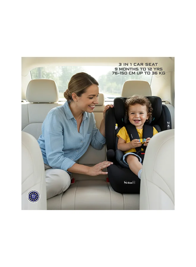 neobreez I-BOSTONI Universal Baby/Kids/Child/Toddler Safety 3-In-1 Car Seat, I-Size,  ECER129, High Back Booster Car Seat, Adjustable Headrest, 3-Point Safety Belt, 9-36 Kg, 15m-12Yrs, Group 1/2/3, 5-Point Harness