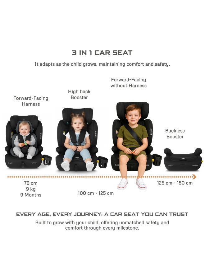 neobreez I-Bostoni Universal 3 In 1 Children‘S I-Size Deep Toddler Child Car Seat, Ecer129,Group 1/2/3, High Back Booster Seat, Adjustable Headrest,3-Point Safety Belt(9-36 Kg,76-150 Cm,9M To 12Yrs) - Image 3