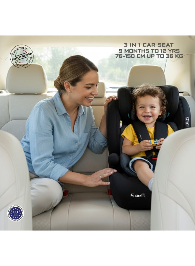 neobreez I-Bostoni Universal 3 In 1 Children‘S I-Size Deep Toddler Child Car Seat, Ecer129,Group 1/2/3, High Back Booster Seat, Adjustable Headrest,3-Point Safety Belt(9-36 Kg,76-150 Cm,9M To 12Yrs) - Image 2