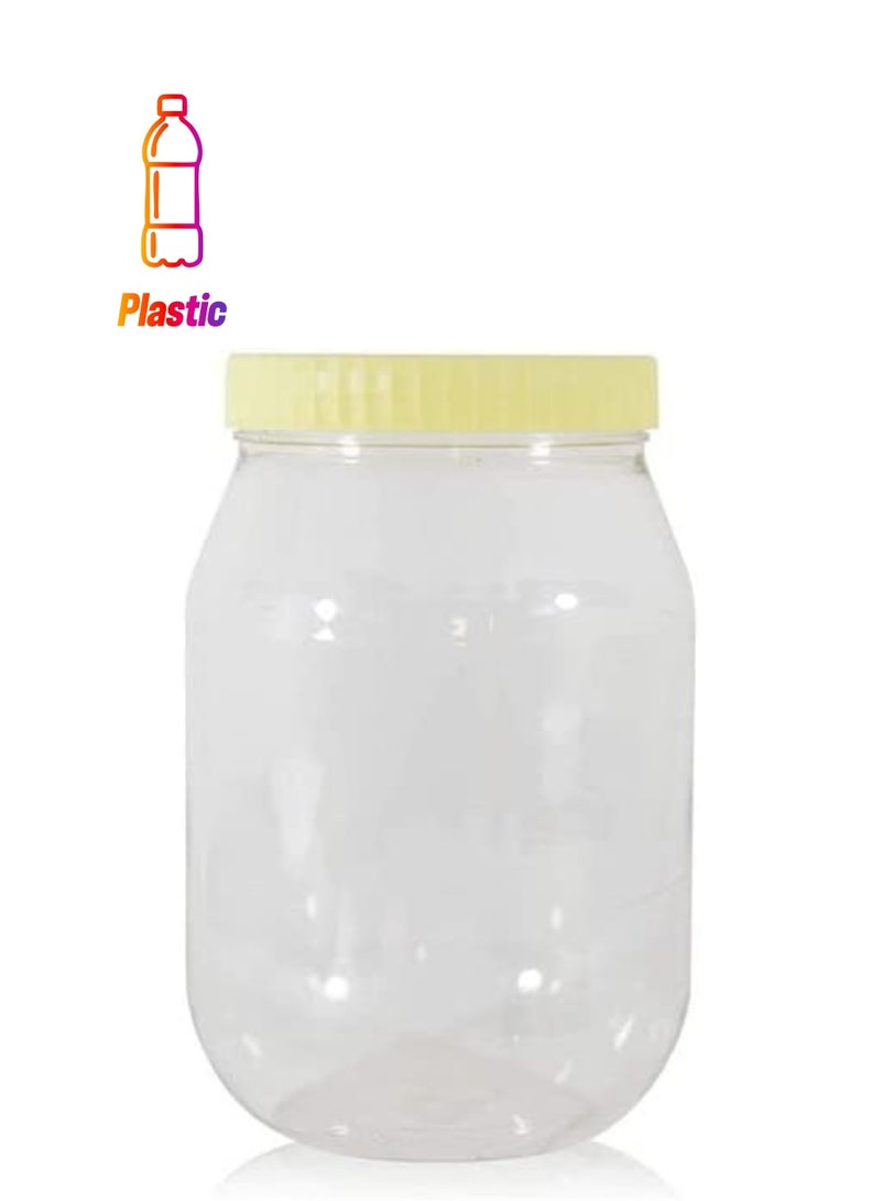 ALSAQER جهاز تخزين التوابل البلاستيكي من الساقر 6 قطع - برطمانات دائرية شفافة سعة 3000 مل مع غطاء - زجاجات بلاستيكية شفافة من نوع بيت - Image 1