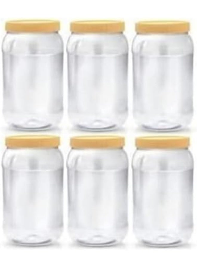 ALSAQER جهاز تخزين التوابل البلاستيكي من الساقر 6 قطع - برطمانات دائرية شفافة سعة 3000 مل مع غطاء - زجاجات بلاستيكية شفافة من نوع بيت - Image 2