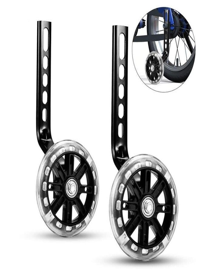 Takelablaze Bike Training Wheels Mute Flash Wheels Adjustable Bicycle Stabilizer Mounted Kit Compatible with Bikes of 12 14 16 18 20 Inch, 1Pair (Black) - Image 3