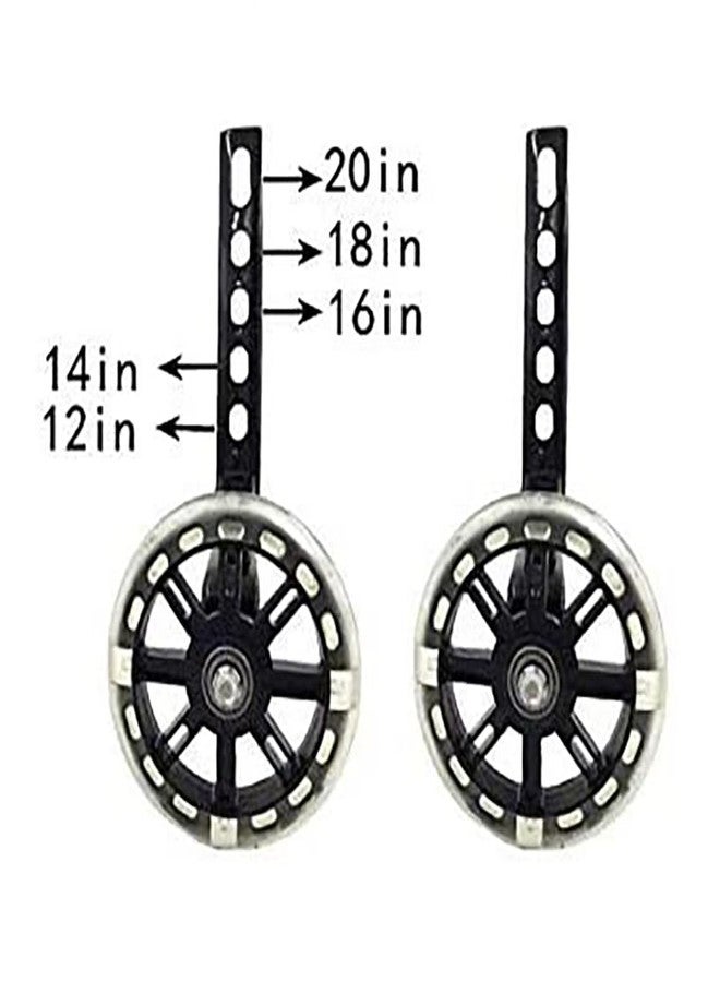 Takelablaze Bike Training Wheels Mute Flash Wheels Adjustable Bicycle Stabilizer Mounted Kit Compatible with Bikes of 12 14 16 18 20 Inch, 1Pair (Black) - Image 2