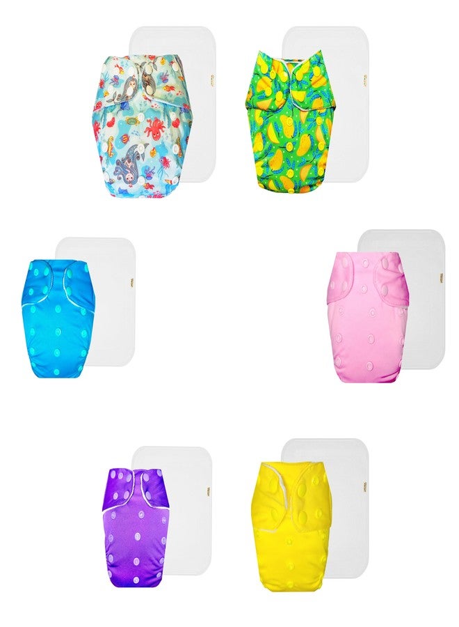 Dumbledo Premium Cloth Diaper with Cotton Insert (Pack of 6) | Soft & Gentle | Leakproof | Quick Dry | Everyday Diapering Essential | 3 Months - 3 Years | Unisex Baby - Image 1