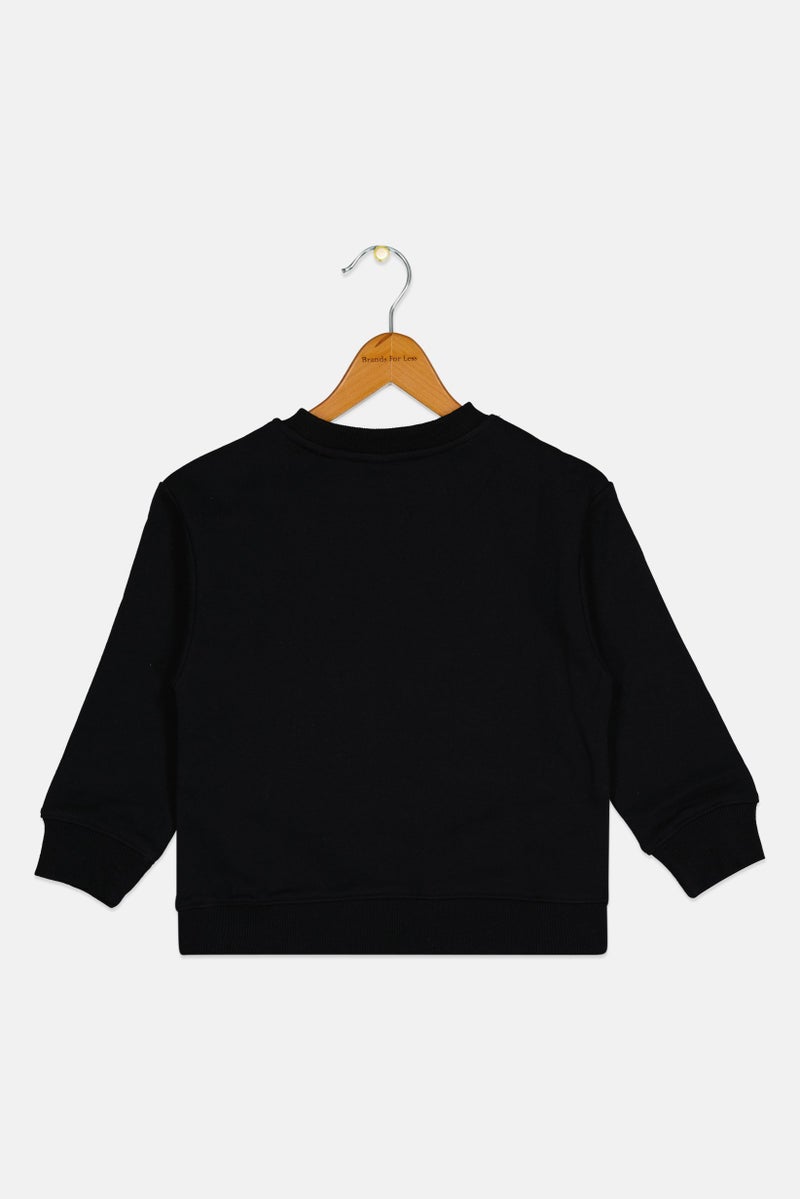 Reebok سويت شيرت طويل الأكمام للبنات الصغيرات بشعار العلامة التجارية، أسود - Image 3