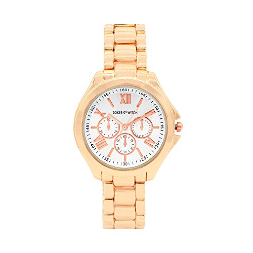 Joker & Witch Stainless Steel Carole Rosegold Analogue Watch Bracelet Gift Set for Women, White Dial, Rose Gold Band - Image 2