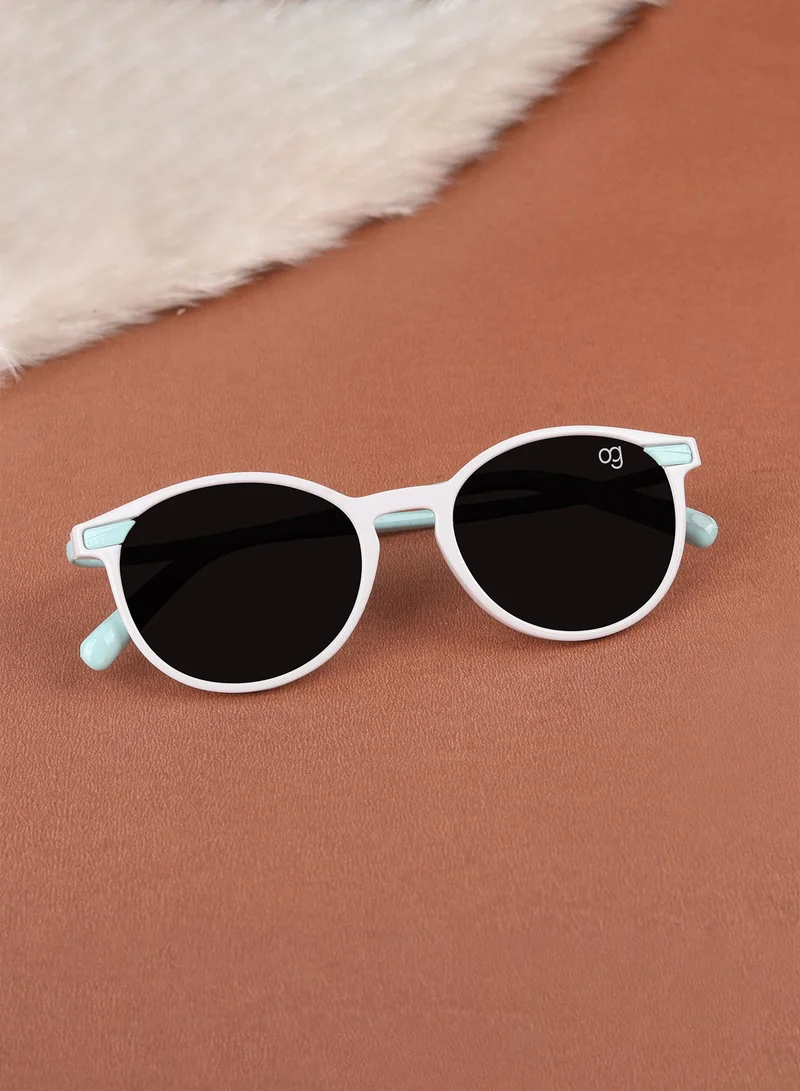 Woggles Stylish White & Aqua Blue Wayfarer Kids Sunglasses