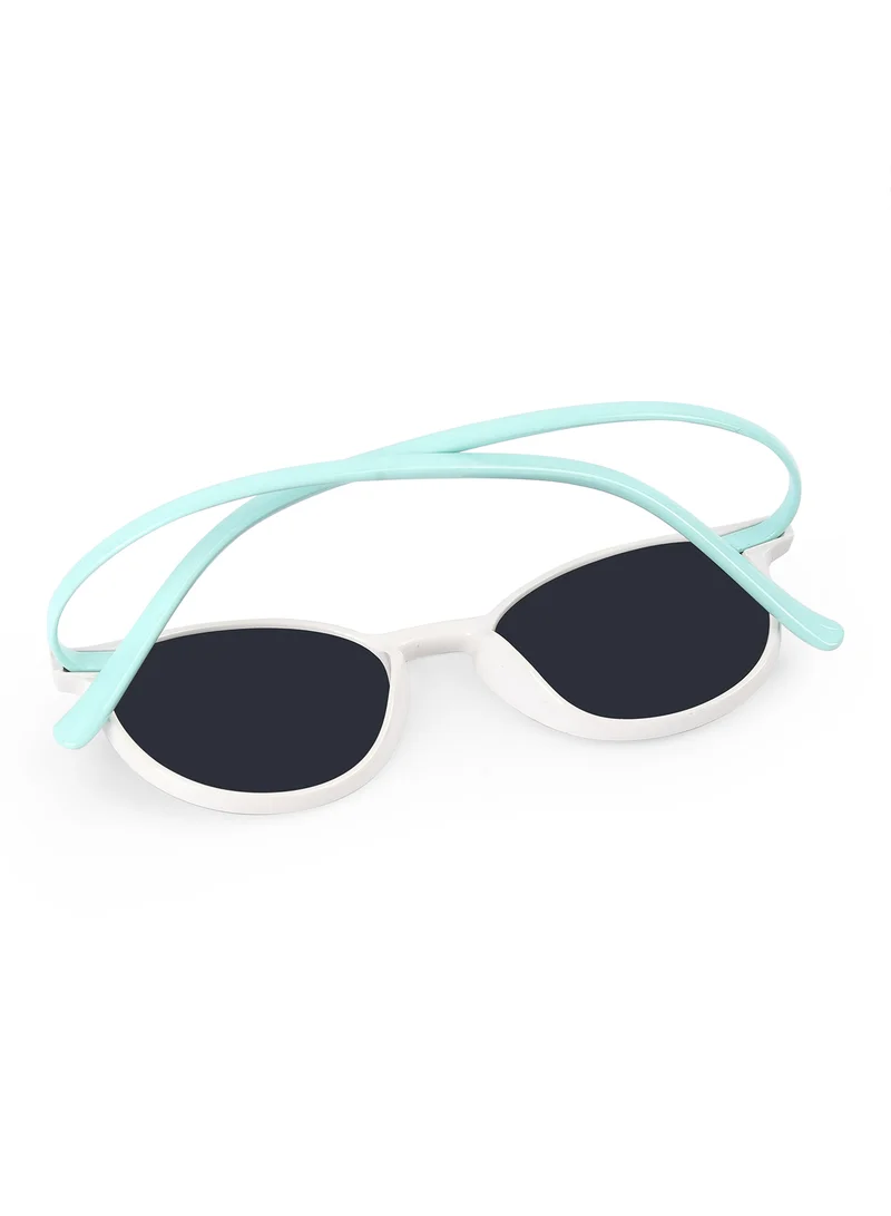 Woggles Stylish White & Aqua Blue Wayfarer Kids Sunglasses