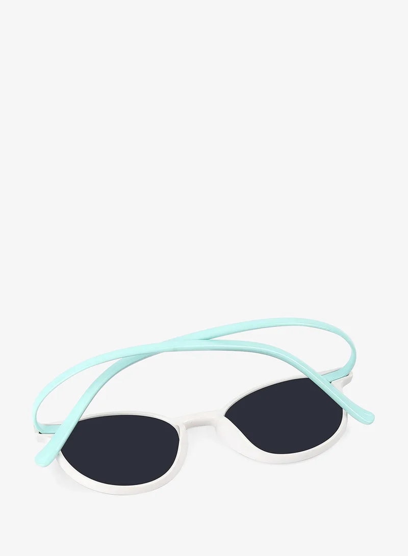 Woggles Stylish White & Aqua Blue Wayfarer Kids Sunglasses