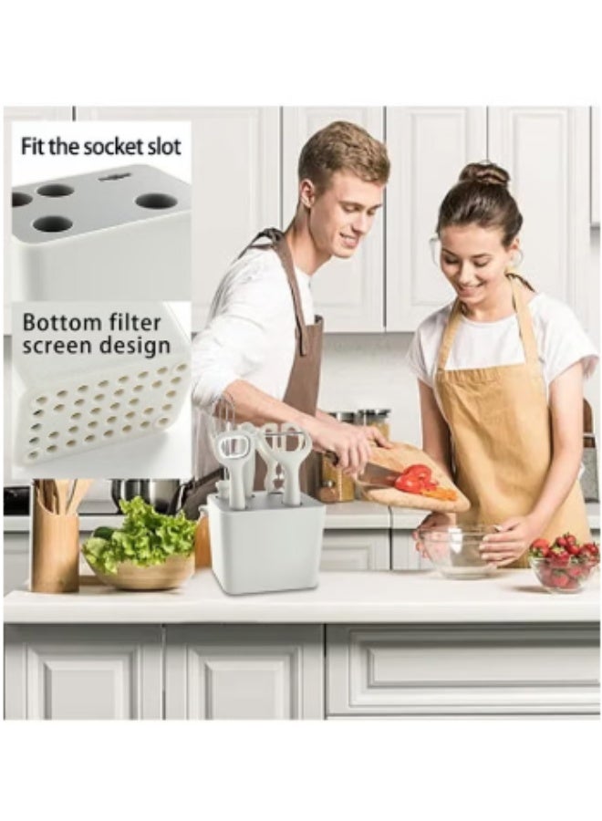 6 Piece Kitchen Gadgets Set with Bottle Peeler, Opener, Whisk, Fruit Knife, Scissors and Decorative Storage Base, Bottom Filter Screen Design - Image 4