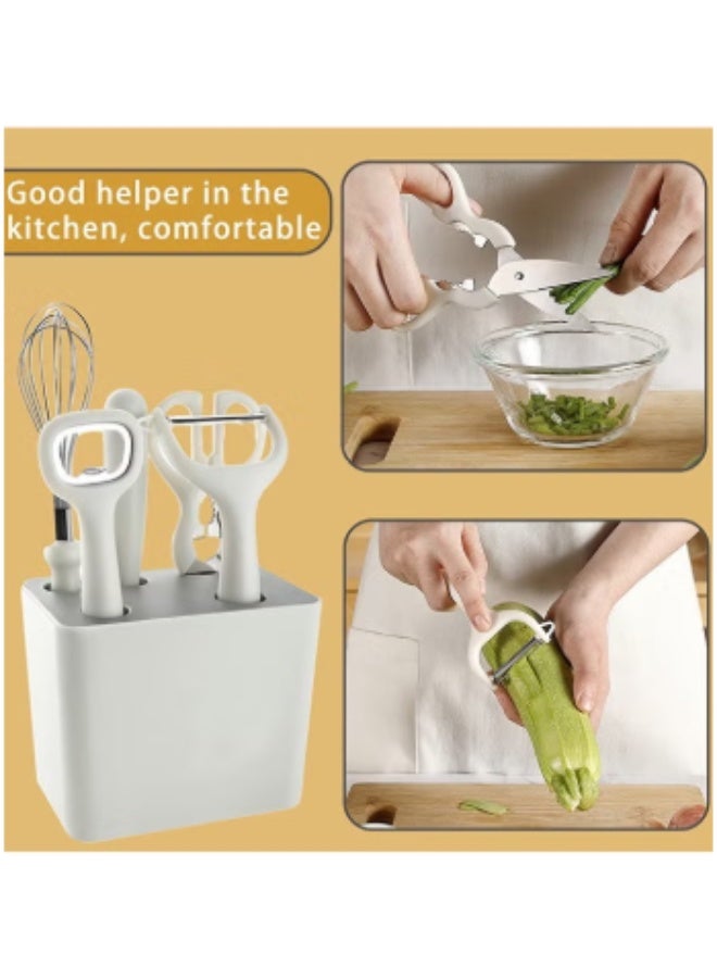 6 Piece Kitchen Gadgets Set with Bottle Peeler, Opener, Whisk, Fruit Knife, Scissors and Decorative Storage Base, Bottom Filter Screen Design - Image 5