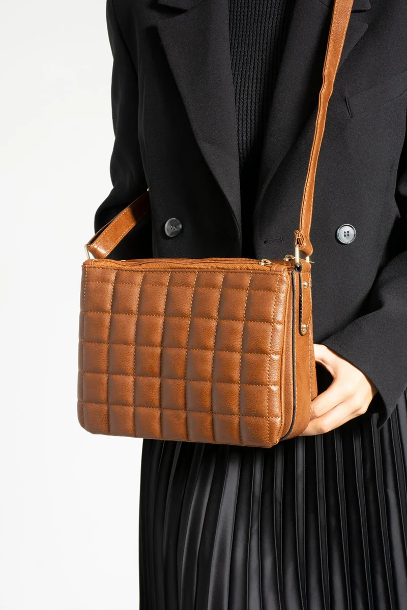 سانموريس Women's Cross Strap Quilted Stitched Shoulder Bag