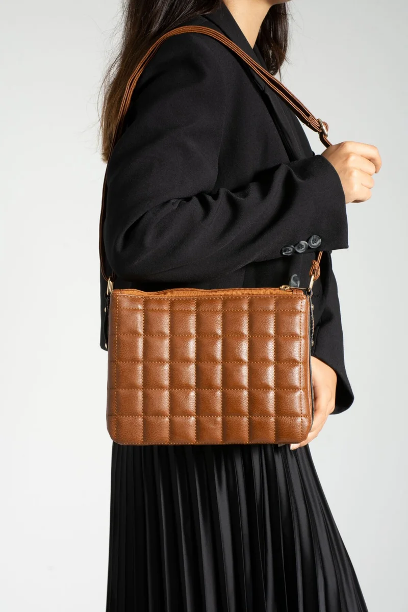 سانموريس Women's Cross Strap Quilted Stitched Shoulder Bag