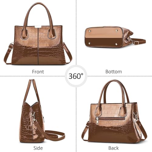 LACOSSI Faux Leather Women Handbags Shoulder Hobo Bag Purse With Long StrapTote Bags for Women For Office Use and Work(Fits up to 12.9" Tablet/15.6") (BrownC) - Image 4