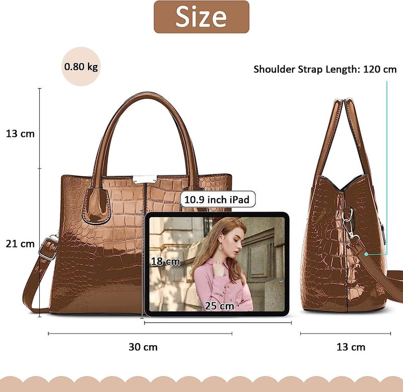 LACOSSI Faux Leather Women Handbags Shoulder Hobo Bag Purse With Long StrapTote Bags for Women For Office Use and Work(Fits up to 12.9" Tablet/15.6") (BrownC) - Image 3