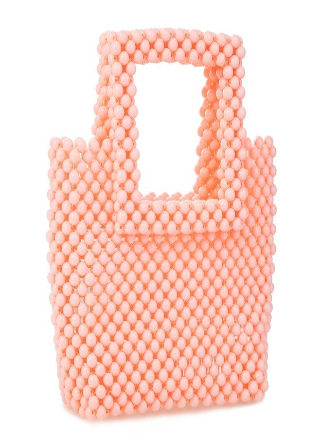 Abvokury Women Acrylic Beaded Square Tote Handbag Evening bag for Daily Use Wedding Party (Pink) - Image 3