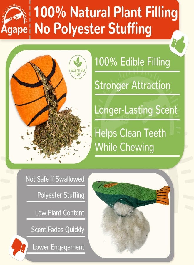 Agape 100% Catnip & Silvervine Filled Cat Toys, Interactive Chew & Kicker Balls for Indoor Cats, Enrichment and Teeth Cleaning Fun for Bored Cats and Kittens, 2 Pack Natural Crinkle Cat Toy with Sound - Image 2