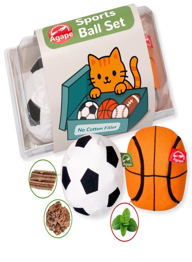 Agape 100% Catnip & Silvervine Filled Cat Toys, Interactive Chew & Kicker Balls for Indoor Cats, Enrichment and Teeth Cleaning Fun for Bored Cats and Kittens, 2 Pack Natural Crinkle Cat Toy with Sound - Image 1