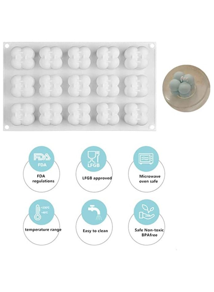 3D Silicone Mold Cube for  Baking Mousse Cake Candy Cupcake Chocolate Dessert Soap DIY Decorating Tools (15 Cavity) - Image 5