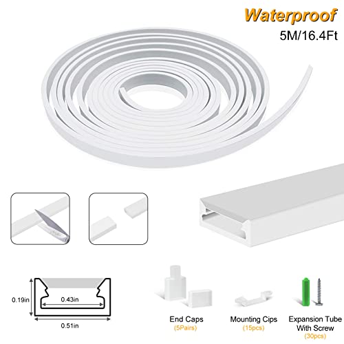 BIRRAY 16.4FT/5M Silicone LED Channel System, U Shape 5x13mm DIY Neon Rope Light IP67 Waterproof Tube for 10mm Strip Lights Installation, for Indoor Outdoor Ambient Decor (LED Dot Visible) - Image 2