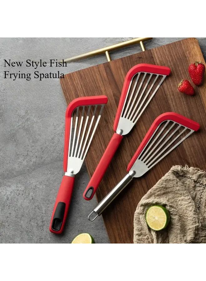 Heavy Duty Stainless Steel Fish Frying Spatula Ergonomic Non Stick Safe Multi Function Cooking Tool - Image 1
