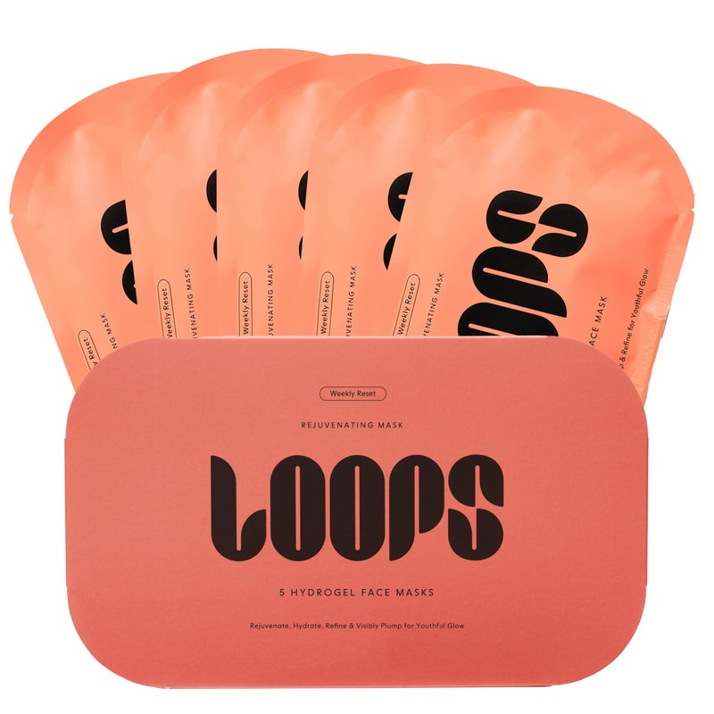 Loops LOOPS WEEKLY RESET  Rejuvenating Hydrogel Face Mask Kit  Rejuvenate Hydrate Refine  Plump Face Moisturized Pore Refining  Reduces Signs of Puffiness  5 Pc