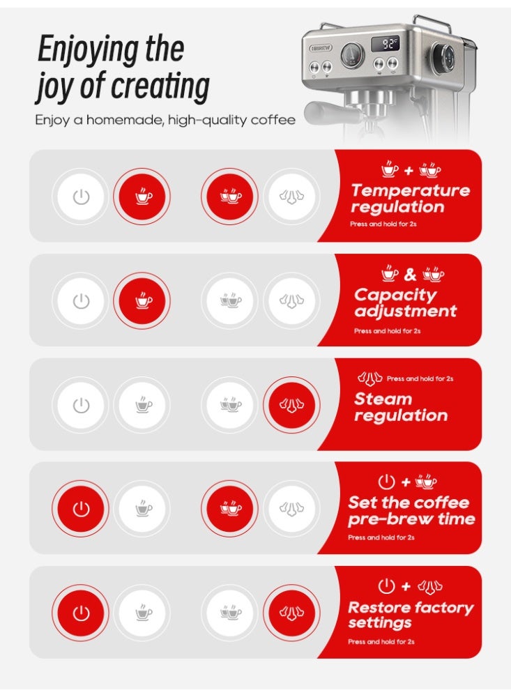 HiBREW ماكينة قهوة إسبريسو شبه أوتوماتيكية HiBREW 20Bar H10A - Image 3