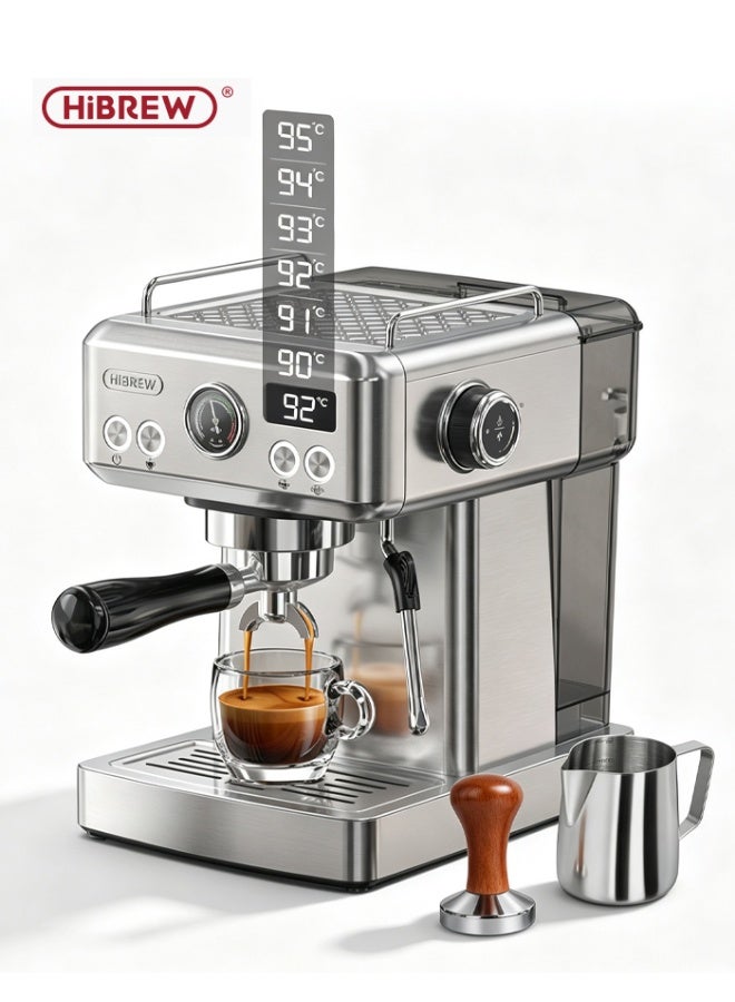 Hibrew 20 Bar Espresso semi Coffee Machine | Cappuccino, Latte Macchiato With Milk Frother | Thermo Block Heating System For Accurate Temperature | Easy To Clean 1.8L 1350 W H10A-Silver - Image 1