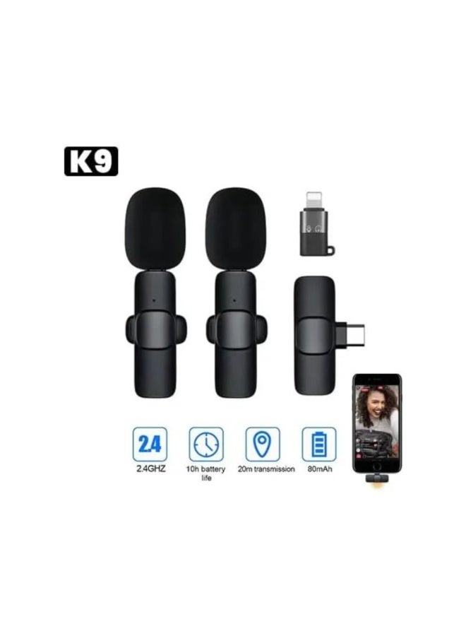 ACLIX 2in1 Bluetooths Mic K9 Wireless Collar Microphone Dual Lapel Lavalier Mic for Noise Reduction Vlogging Interview Live Streaming YouTube Video Broadcast - Image 3