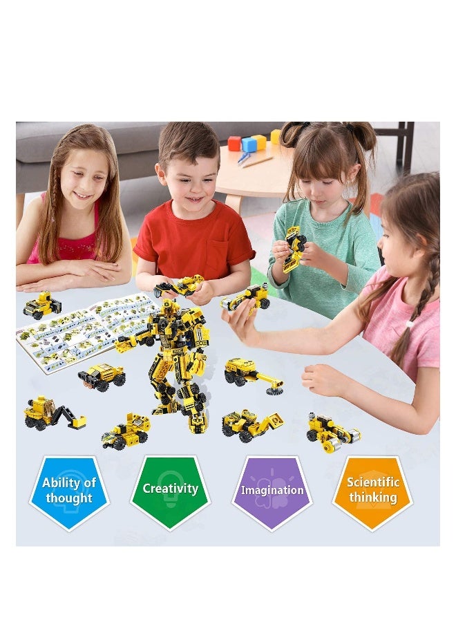 Loquat Robot Building Toys 573 PCS, 25 in 1 Construction Toy Engineering Building Bricks Construction Vehicles Kit, Engineering Robot Transforming Blocks, Best Gift for Kids Age 6 7 8 9 10 11 12 Year Old - Image 4