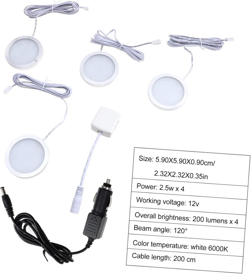 Amosfun 4pcs Led Down Lights Energy-Saving Cabinet Lighting for Wardrobe Trailer Kitchen Display Cases Compact Ceiling Fixture Professional Workmanship - Image 5