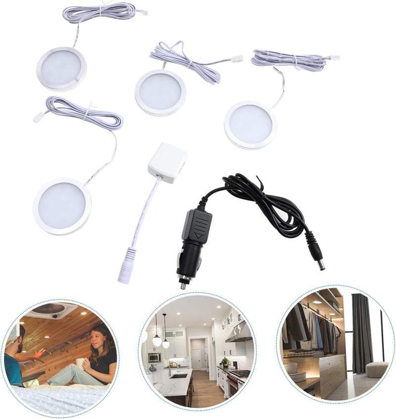 Amosfun 4pcs Led Down Lights Energy-Saving Cabinet Lighting for Wardrobe Trailer Kitchen Display Cases Compact Ceiling Fixture Professional Workmanship - Image 3