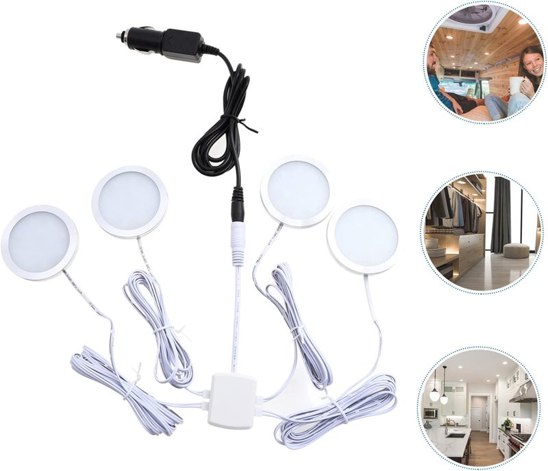 Amosfun 4pcs Led Down Lights Energy-Saving Cabinet Lighting for Wardrobe Trailer Kitchen Display Cases Compact Ceiling Fixture Professional Workmanship - Image 4