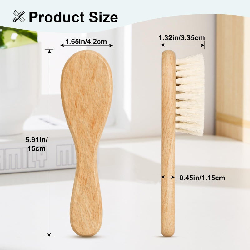 Molylove Baby Hair Brush, Wooden Goat Bristles Hair Brush for Newborns & Toddlers, Ideal for Cradle Cap, Perfect Baby Registry Gift, Hypoallergenic, 1 Count - Image 4