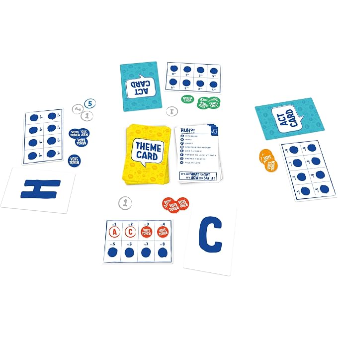 TOMY The Game of Saying 'Huh?!' - Voice Impressions Card Games - Funny Party Game of Acting and Guessing - Family Board Games for Adults and Kids - 3-8 Players - Ages 8 Years and Up - Image 3