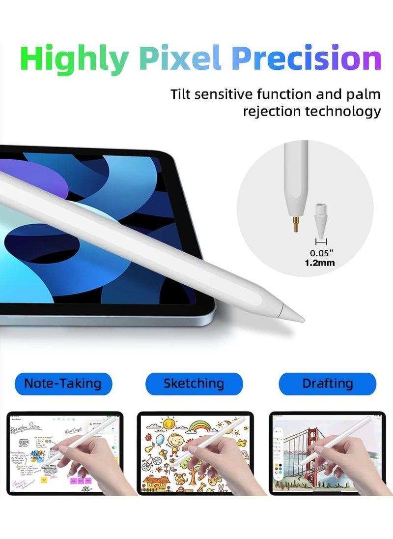 iPad Stylus Pencil 2nd Gen with Magnetic Wireless Fast Charging – Compatible with iPad Pro 11" (1/2/3/4), iPad Pro 12.9" (3/4/5/6), iPad Air 4/5, iPad Mini 6