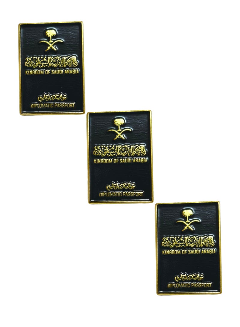 3 قطع ملصق معدني للجوال أو أي سطح أملس على شكل جواز سفر دبلوماسي سعودي - Image 1