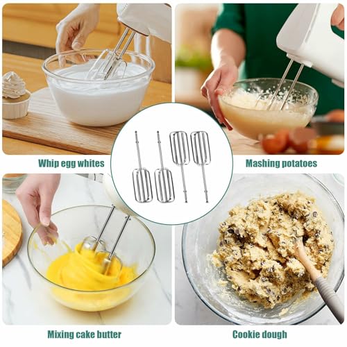 Hasanbar 4 Pack Hand Mixer Beaters, Compatible with Hamilton Beach Mixer 62692 62695V 64699 62682RZ, Beater Replacement Fit Beach Blender Parts, Hand Mixer Blades Attatchment - Effortless Blending & Whipping - Image 4