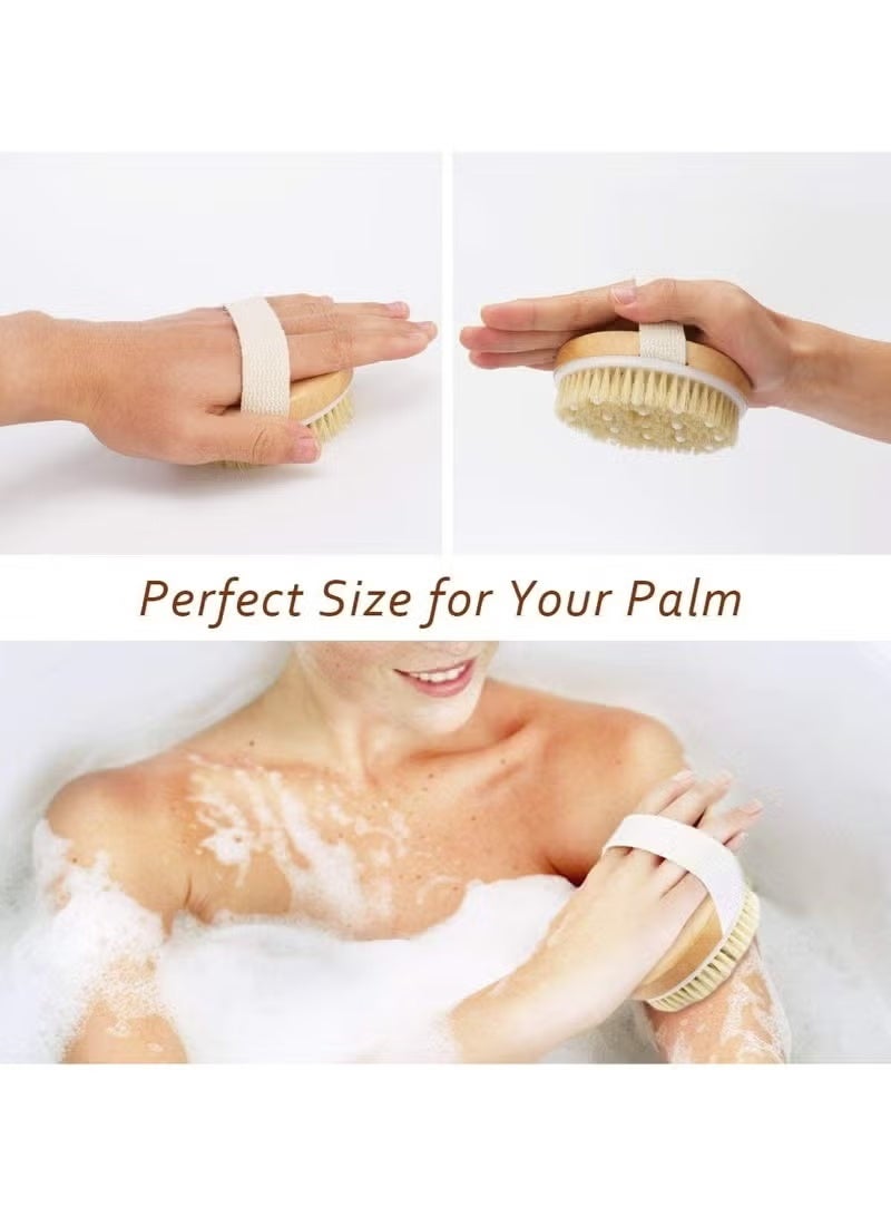 فرشاة للجسم للاستخدام الجاف والاستحمام، تقلل السيلوليت، فرشاة جافة للسيلوليت وتصريف اللمف، فرشاة تقشير مع نتوءات تدليك ناعمة، فرشاة استحمام لتقشير الجسم - Image 3